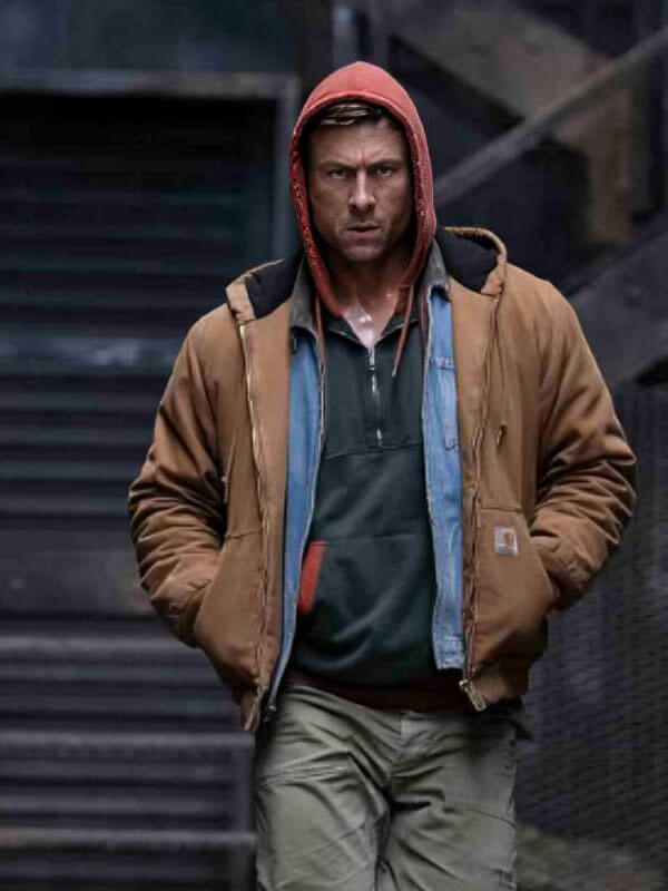 The Running Man 2025 Glen Powell Brown Jacket