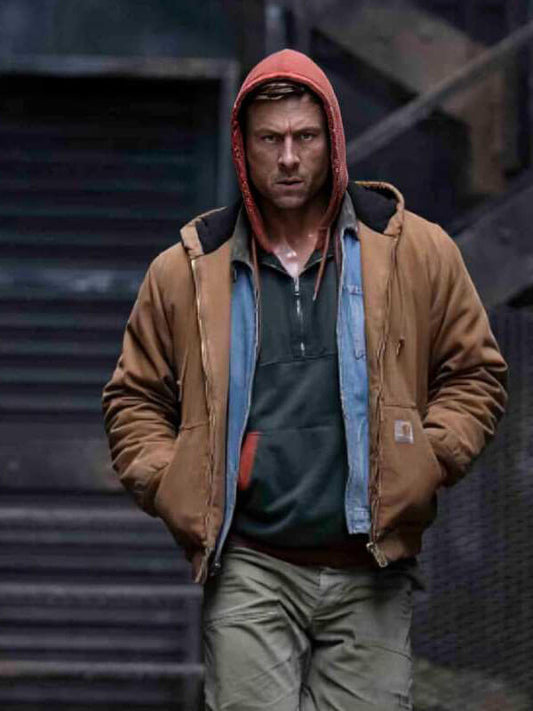 The Running Man 2025 Glen Powell Brown Jacket