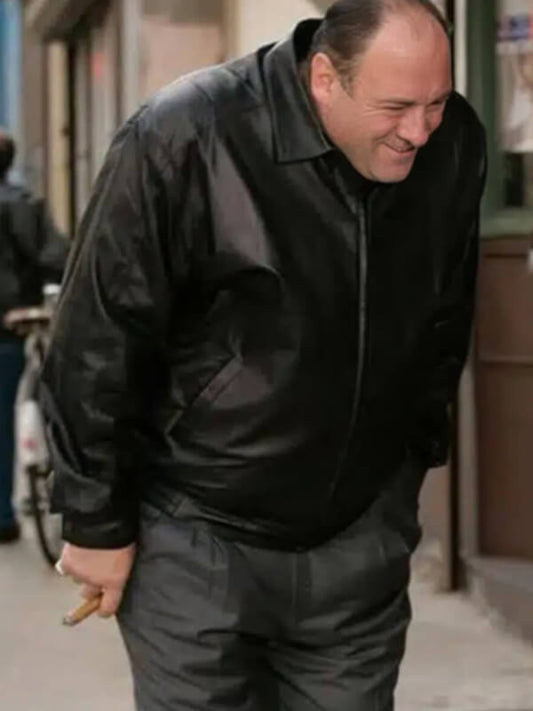 The Sopranos James Gandolfini Black Leather Jacket