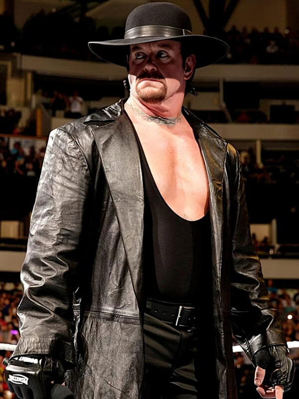 The Undertaker Black Leather Long Coat 