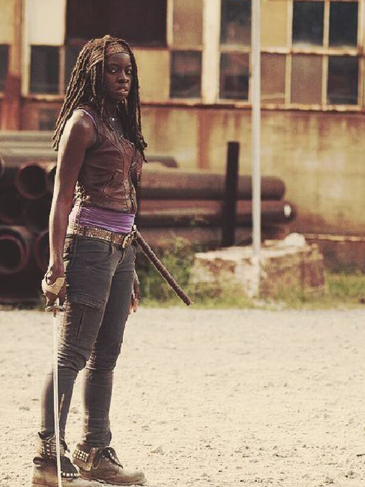 The Walking Dead 2010 Danai Gurira Brown Leather Vest