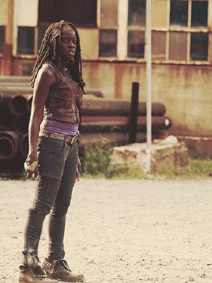 The Walking Dead 2010 Danai Gurira Brown Leather Vest