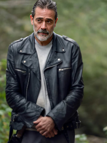 The walking dead 2023 Jeffrey Dean Morgan Black Leather Jacket