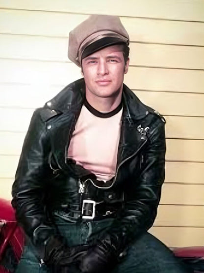 The Wild One 1953 Marlon Brando Black Leather Jacket