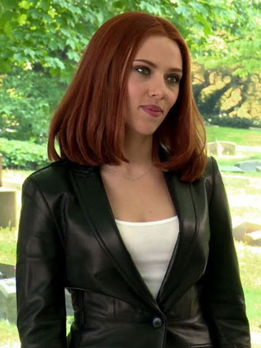 The Winter Soldier 2014 Scarlett Johansson Black Leather Jacket