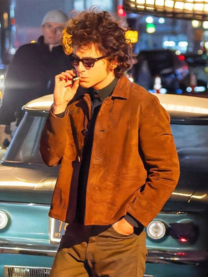 Timothee Chalamet A Complete Unknown 2025 Camel Suede Jacket