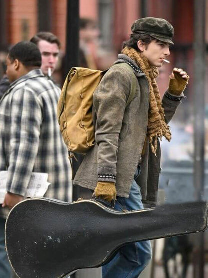 Timothee Chalamet A Complete Unknown 2025 Green Corduroy Jacket