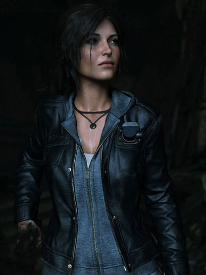 tomb raider 2018 Alicia Vikander Black Leather Jacket