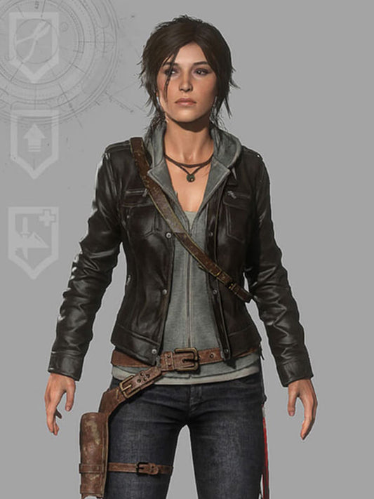 tomb raider 2018 Alicia Vikander Black Leather Jacket