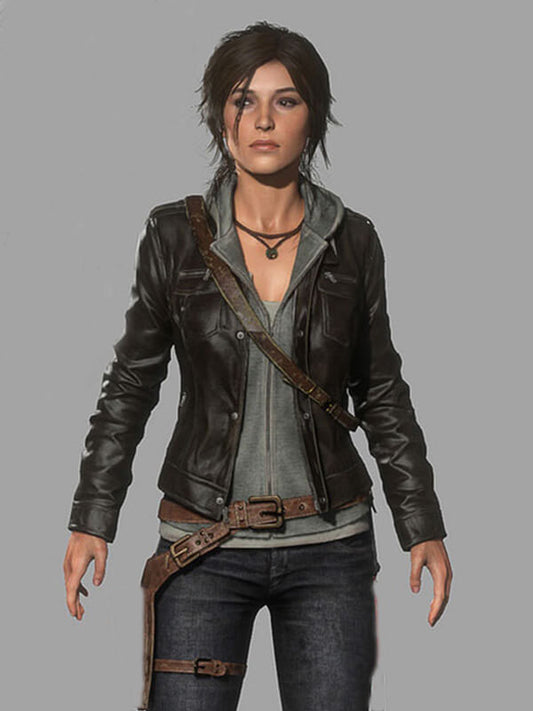 tomb raider 2018 Alicia Vikander Black Leather Jacket