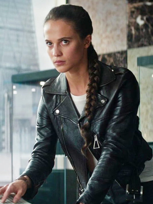  Tomb Raider 2018 Alicia Vikander Black Leather Jacket