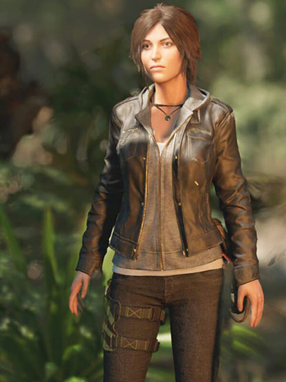 tomb raider 2018 Alicia Vikander Black Leather Jacket