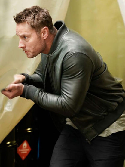 Trackder 2024 Justin Hartley Green Leather Jacket