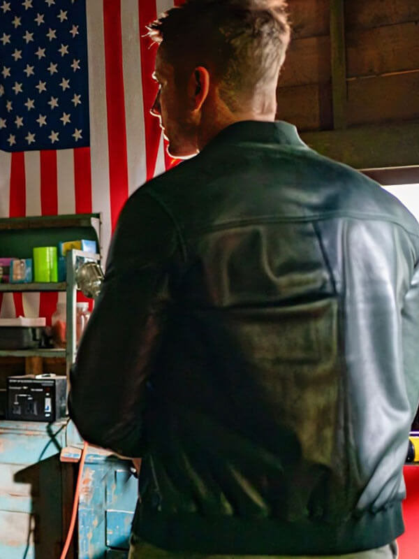 Trackder 2024 Justin Hartley Green Leather Jacket