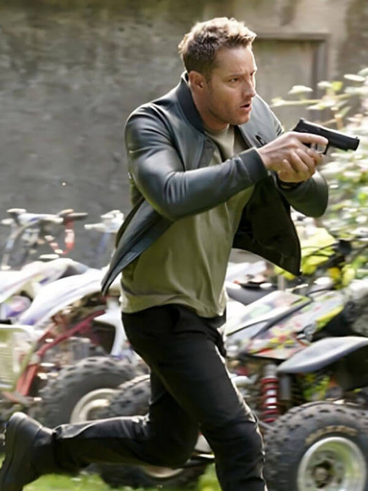 Trackder 2024 Justin Hartley Green Leather Jacket