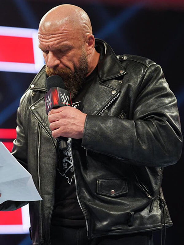 Triple H Black Leather Jacket