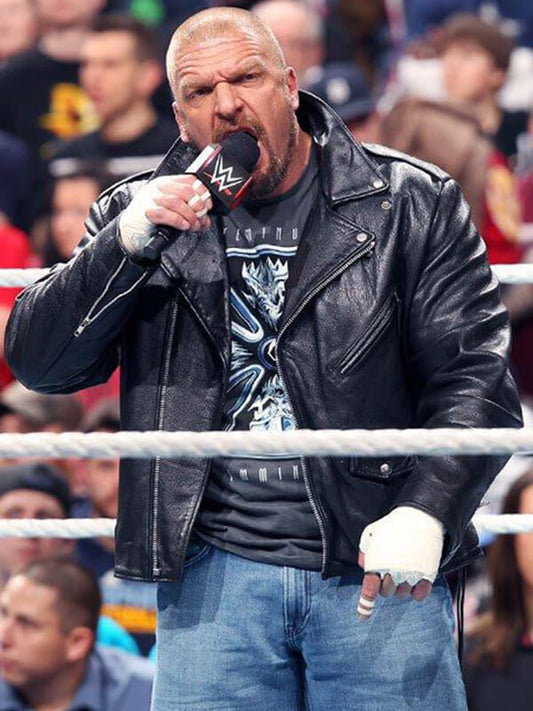 Triple H Black Leather Jacket