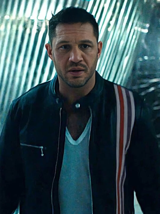 Venom Let There Be Carnage 2021 Tom Hardy Striped jacket  Leather jacket