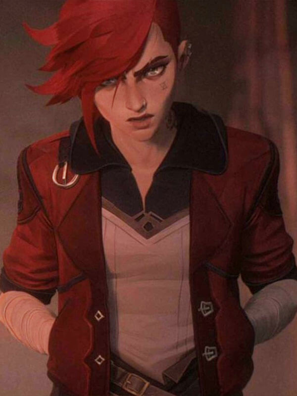 Vi Arcane Season 01 Red Leather Cosplay Jacket