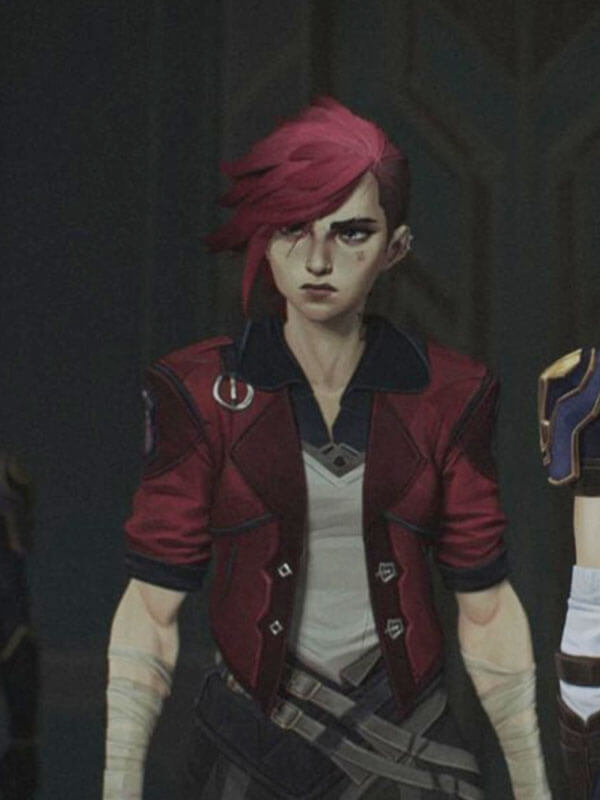 Vi Arcane Season 01 Red Leather Cosplay Jacket