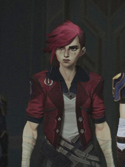 Vi Arcane Season 01 Red Leather Cosplay Jacket