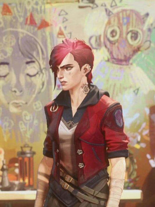 Vi Arcane Season 01 Red Leather Cosplay Jacket