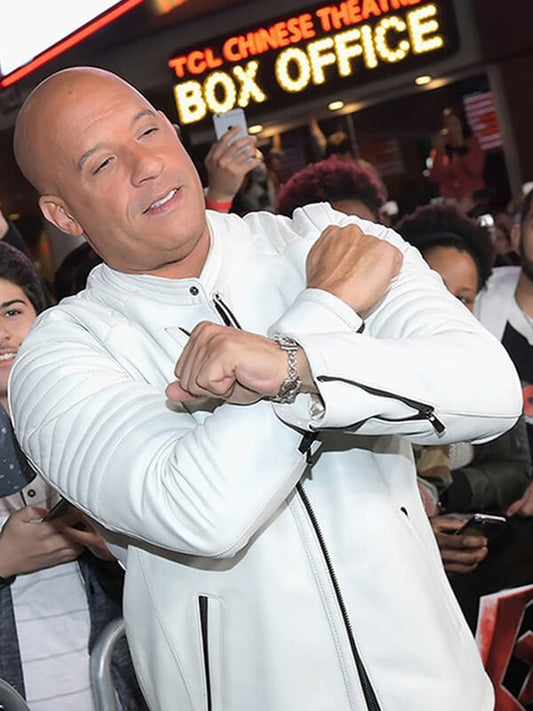 Vin Diesel White Quilted Leather Jacket