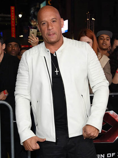 Vin Diesel White Quilted Leather Jacket