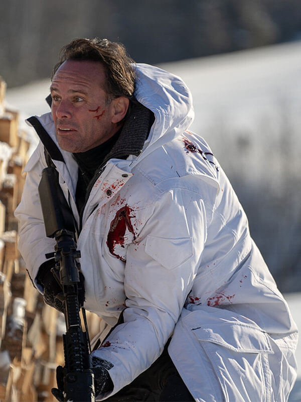 Walton Goggins Fatman White Puffer Coat