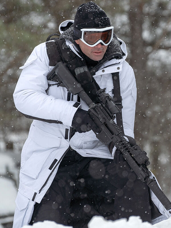 Walton Goggins Fatman White Puffer Coat