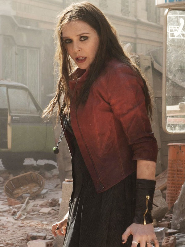 Wanda Maximoff Avengers Age Of Ultron Red Leather Jacket