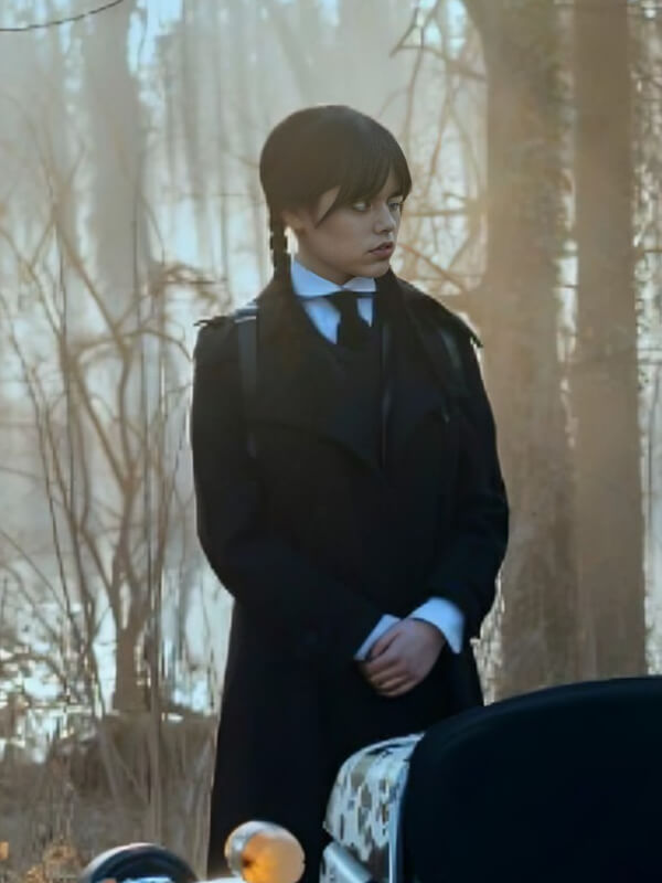 Wednesday 2025 Jenna Ortega Black wool Coat