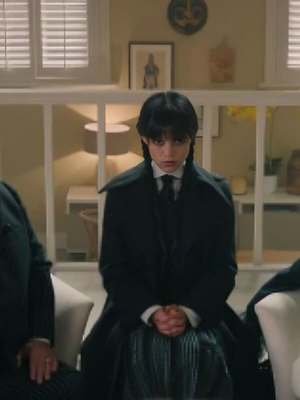 Wednesday 2025 Jenna Ortega Black wool Coat