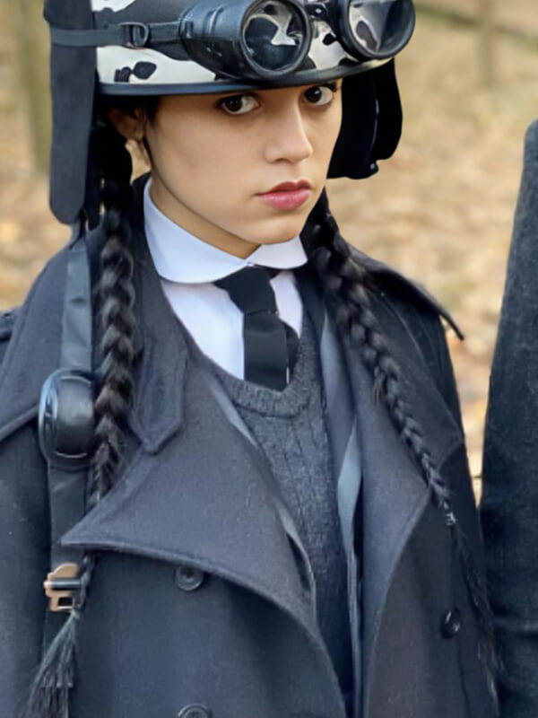 Wednesday 2025 Jenna Ortega Black wool Coat