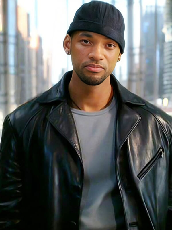 Will Smith I Robot 2004 Black Leather Long Coat