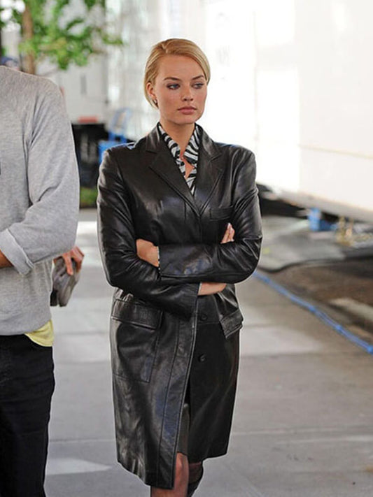 Wolf Of Wall Street 2013 Margot Robbie Leather Long Coat