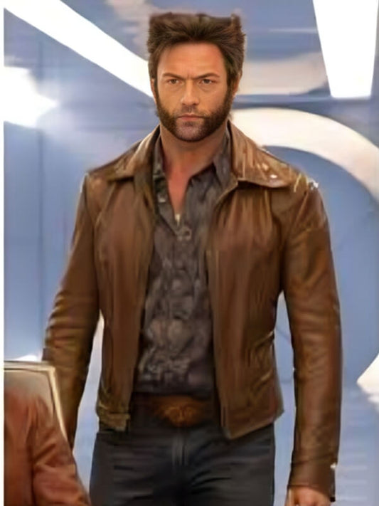 X Men Days of Future Past 2014 Hugh Jackman Brown Leather Jacket
