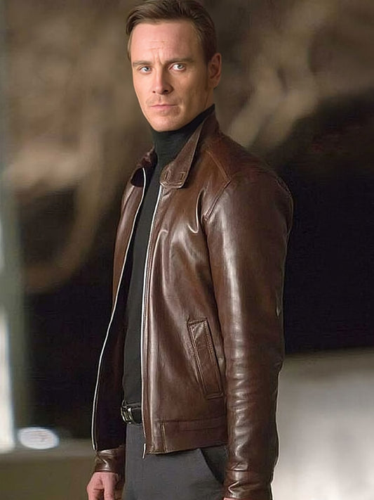 X Men First 2011 Micheal Fassbender Brown Leather Jacket