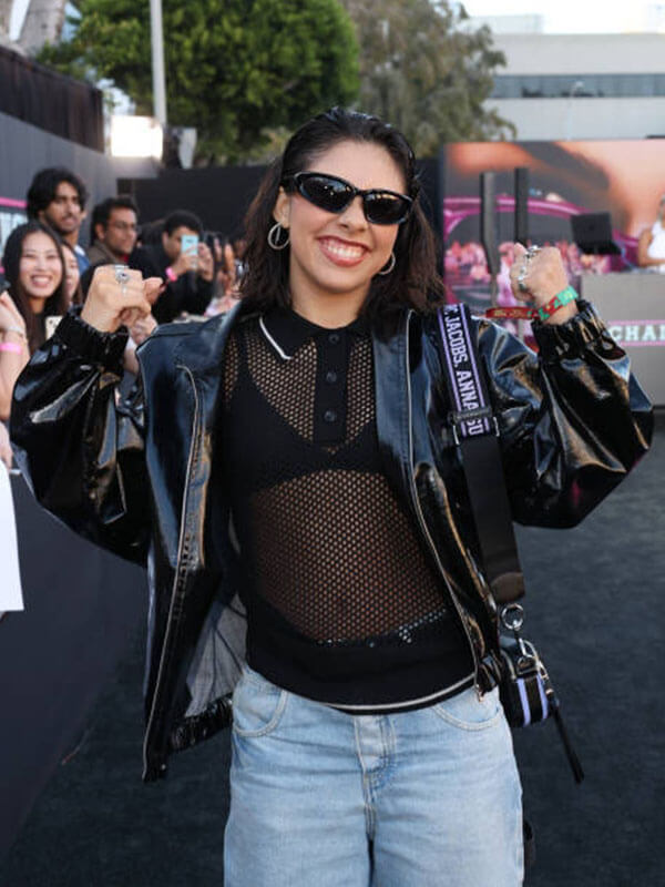 Xochitl Gomez Challenger Premiere Black Leather Bomber Jacket