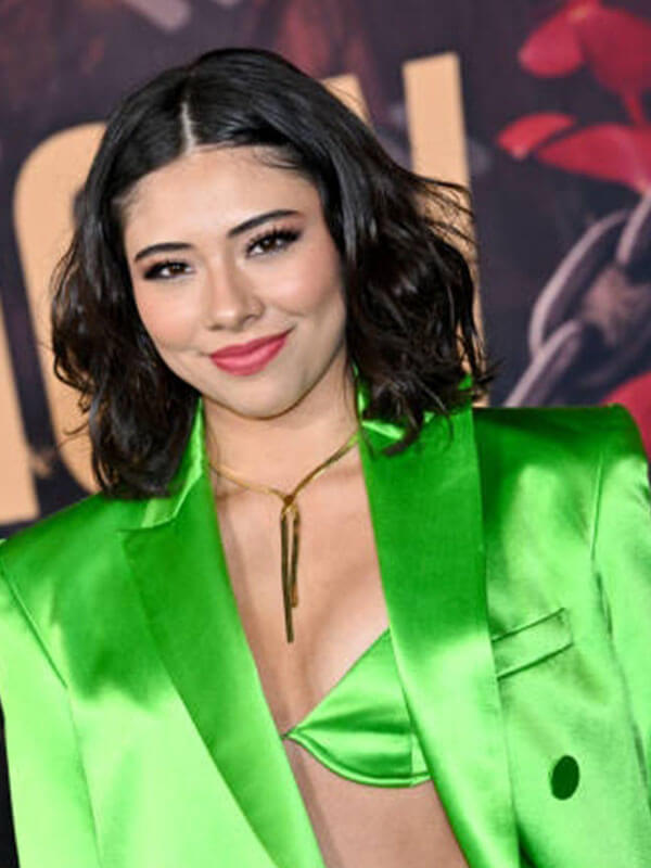 Xochitl Gomez This Is Me Now Premiere Green Satin Coat