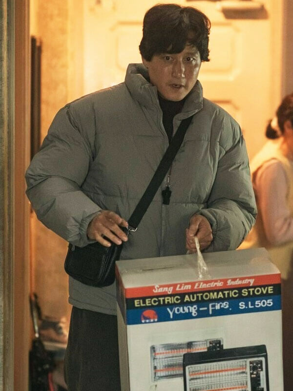 Yang Gwan When Life Gives You Tangerine Grey Puffer Jacket