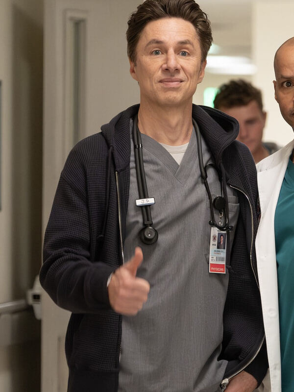 Zach Braff Scrubs Season 01 Grey Knit Zipup Hoodie