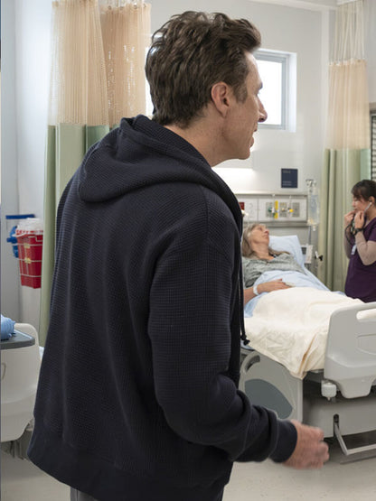 Zach Braff Scrubs Season 01 Grey Knit Zipup Hoodie
