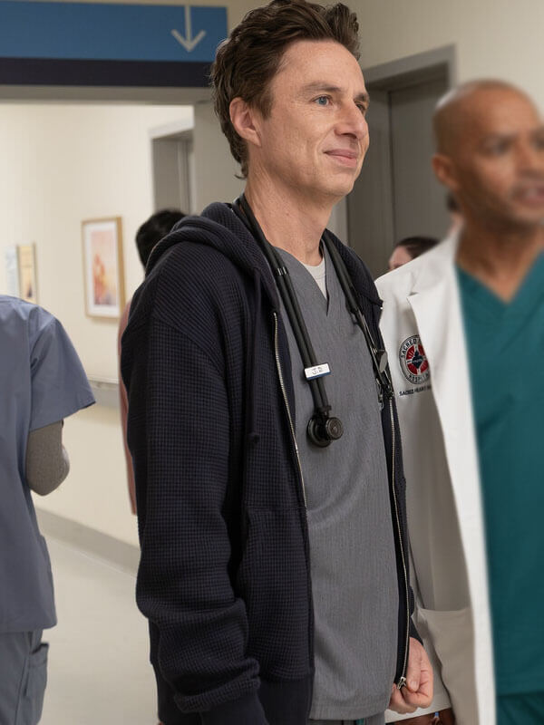 Zach Braff Scrubs Season 01 Grey Knit Zipup Hoodie