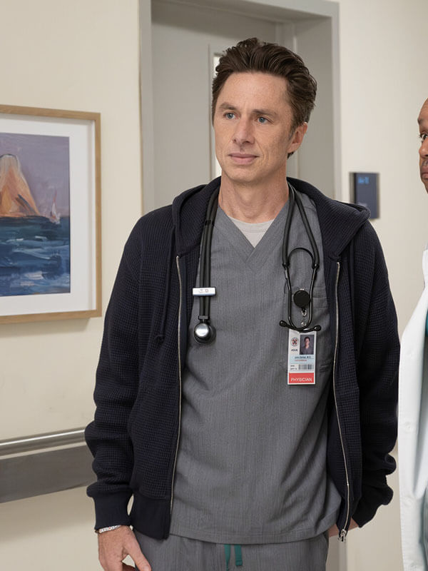 Zach Braff Scrubs Season 01 Grey Knit Zipup Hoodie