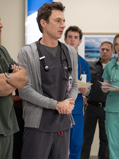 Zach Braff Scrubs Season 01 Grey Zipup Hoodie