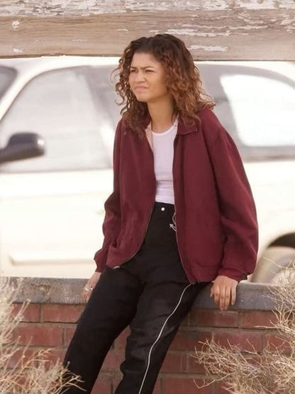 Zendaya Coleman Euphoria Season 03 Red Fleece Jacket