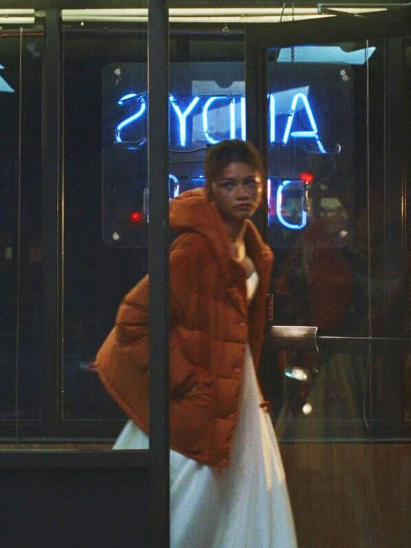 Zendaya The Drama 2026 Orange Puffer Jacket