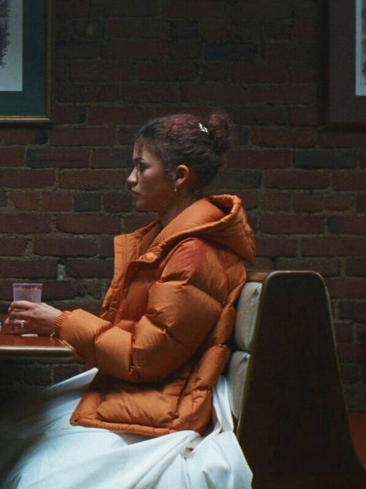 Zendaya The Drama 2026 Orange Puffer Jacket