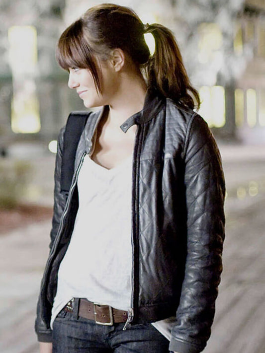  Zombieland 2009 Emma Stone Black Leather Jacket